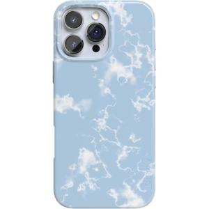 Casely iPhone 16 Pro Max Case | Garden Party | Mushroom Floral | Compatible with MagSafe | Classic Ultra Slim Design(Light Blue Skies | Marble Clouds)