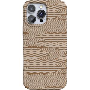 Casely iPhone 16 Pro Max Case | Garden Party | Mushroom Floral | Compatible with MagSafe | Classic Ultra Slim Design(Mocha Ripple | Brown Waves)