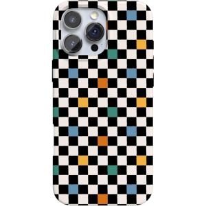 Casely iPhone 16 Pro Max Case | Garden Party | Mushroom Floral | Compatible with MagSafe | Classic Ultra Slim Design(Old Skool | Retro Checkerboard)