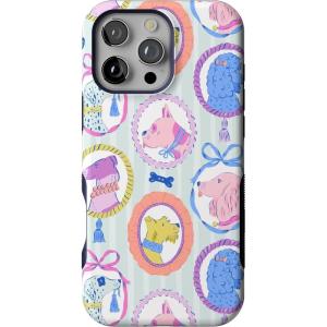Casely iPhone 16 Pro Max Case | Painted Flowers | Frida Kahlo Floral | Bold Protective Design | Compatible with MagSafe(Chateau Pups | French Dog)