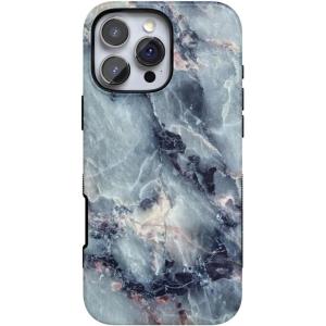 Casely iPhone 16 Pro Max Case | Painted Flowers | Frida Kahlo Floral | Bold Protective Design | Compatible with MagSafe(Deep Sea | Blue Marble)