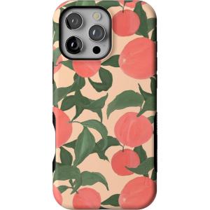 Casely iPhone 16 Pro Max Case | Painted Flowers | Frida Kahlo Floral | Bold Protective Design | Compatible with MagSafe(Feeling Peachy | Blush Vines)