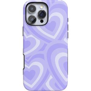Casely iPhone 16 Pro Max Case | Painted Flowers | Frida Kahlo Floral | Bold Protective Design | Compatible with MagSafe(Love Song | Lavender Heart)