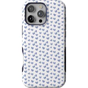 Casely iPhone 16 Pro Max Case | Painted Flowers | Frida Kahlo Floral | Bold Protective Design | Compatible with MagSafe(Lovebug | Blue Hearts)