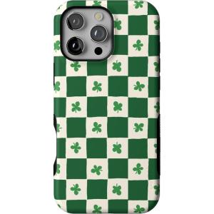 Casely iPhone 16 Pro Max Case | Painted Flowers | Frida Kahlo Floral | Bold Protective Design | Compatible with MagSafe(Lucky You | Shamrock)