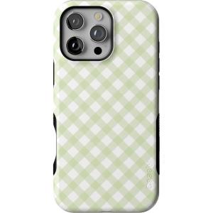 Casely iPhone 16 Pro Max Case | Painted Flowers | Frida Kahlo Floral | Bold Protective Design | Compatible with MagSafe(Mint Lattice | Sunday Best | Green Gingham)