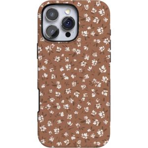 Casely iPhone 16 Pro Max Case | Painted Flowers | Frida Kahlo Floral | Bold Protective Design | Compatible with MagSafe(Mocha Meadow | Tiny Flowers)