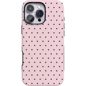 Casely iPhone 16 Pro Max Case | Painted Flowers | Frida Kahlo Floral | Bold Protective Design | Compatible with MagSafe(On the Dot | Pink Polka Dot)