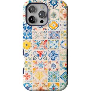 Casely iPhone 16 Pro Max Case | Painted Flowers | Frida Kahlo Floral | Bold Protective Design | Compatible with MagSafe(Tuscan Tiles | Dolce Vita)