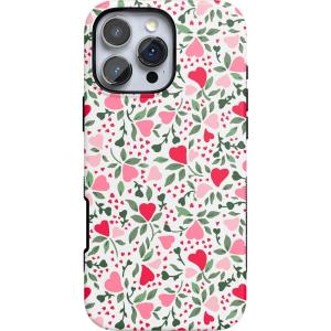 Casely iPhone 16 Pro Max Case | Painted Flowers | Frida Kahlo Floral | Bold Protective Design | Compatible with MagSafe(Vines of Love | Floral Heart)