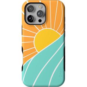 Casely iPhone 16 Pro Max Case | Painted Flowers | Frida Kahlo Floral | Bold Protective Design | Compatible with MagSafe(Waves & Rays | Sunshine)