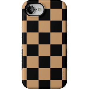 Casely iPhone 16e Case | Fit Check | Black & Brown Checkerboard | Bold Protective Design | MagSafe Compatible Design