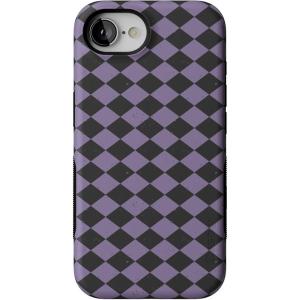 Casely iPhone 16e Case | Harlequin Midnight Diamond | Black and Purple | Bold Protective Design | MagSafe Compatible Design
