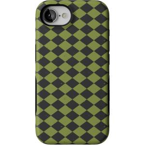 Casely iPhone 16e Case | Harlequin Wicked Diamond | Black and Green | Bold Protective Design | MagSafe Compatible Design