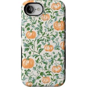 Casely iPhone 16e Case | Pumpkin Patch | Green Vines | Bold Protective Design | MagSafe Compatible Design