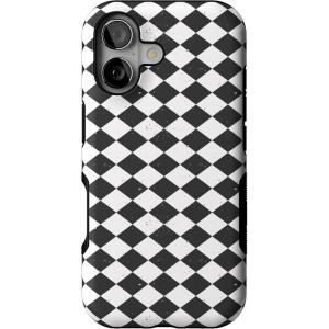 Casely iPhone 17 Case | Harlequin Salem Diamond | Black and White | Bold Protective Design | MagSafe Compatible Design