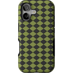Casely iPhone 17 Case | Harlequin Wicked Diamond | Black and Green | Bold Protective Design | MagSafe Compatible Design