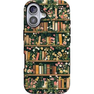 Casely iPhone 17 Case | Spot On | Dotted Animal Print | Bold Protective Design | Compatible with MagSafe(Book Nook | Floral Library)