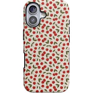 Casely iPhone 17 Case | Spot On | Dotted Animal Print | Bold Protective Design | Compatible with MagSafe(Cherry on Top | Red Cherries)