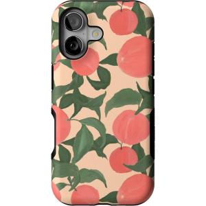 Casely iPhone 17 Case | Spot On | Dotted Animal Print | Bold Protective Design | Compatible with MagSafe(Feeling Peachy | Blush Vines)