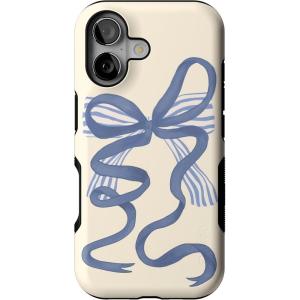 Casely iPhone 17 Case | Spot On | Dotted Animal Print | Bold Protective Design | Compatible with MagSafe(Heartstrings | Blue Bow)