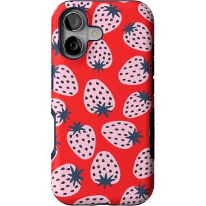 Casely iPhone 17 Case | Spot On | Dotted Animal Print | Bold Protective Design | Compatible with MagSafe(I’d Pick You | Red Strawberry)