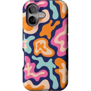 Casely iPhone 17 Case | Spot On | Dotted Animal Print | Bold Protective Design | Compatible with MagSafe(Midnight Color Splash | Abstract Retro)