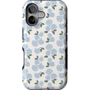 Casely iPhone 17 Case | Spot On | Dotted Animal Print | Bold Protective Design | Compatible with MagSafe(Nantucket Cottage | Blue Hydrangea)
