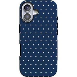 Casely iPhone 17 Case | Spot On | Dotted Animal Print | Bold Protective Design | Compatible with MagSafe(On the Dot | Navy Polka Dot)
