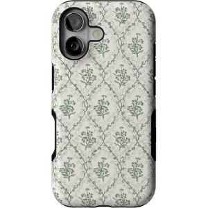 Casely iPhone 17 Case | Spot On | Dotted Animal Print | Bold Protective Design | Compatible with MagSafe(Sage Tapestry | Floral Vines)