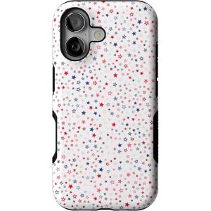 Casely iPhone 17 Case | Spot On | Dotted Animal Print | Bold Protective Design | Compatible with MagSafe(Seeing Stars | Red  White & Blue)