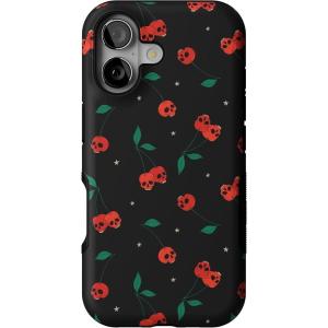 Casely iPhone 17 Case | Spot On | Dotted Animal Print | Bold Protective Design | Compatible with MagSafe(Sweet Revenge | Cherry Skulls)