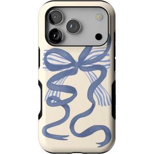 Casely iPhone 17 Pro Case | All Decked Out | Festive Ornaments | Bold Protective Design | Compatible with MagSafe(Heartstrings | Blue Bow)
