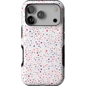 Casely iPhone 17 Pro Case | All Decked Out | Festive Ornaments | Bold Protective Design | Compatible with MagSafe(Seeing Stars | Red  White & Blue)