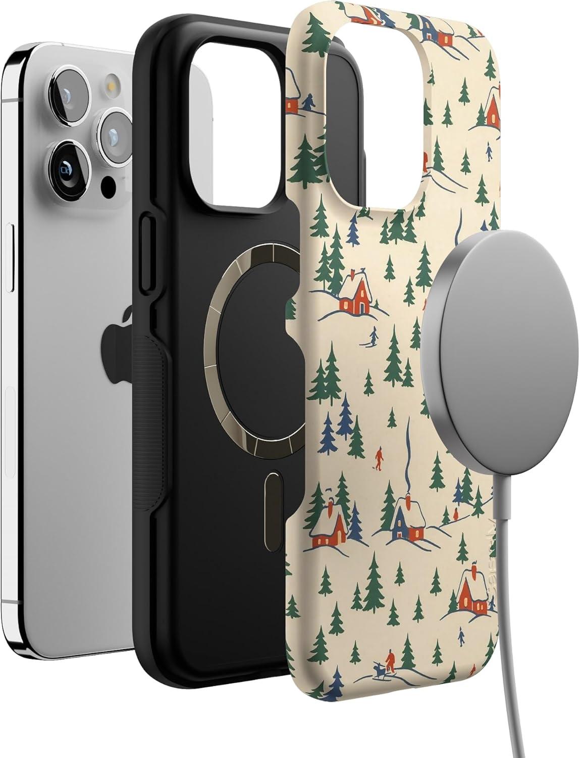 imageCasely iPhone 15 Pro Case Chalet All Day Winter Village Bold Protective Design MagSafe Compatible Design