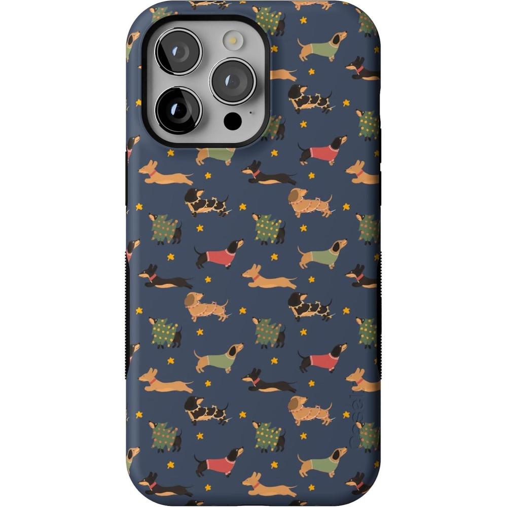 imageCasely iPhone 14 Pro Max Case  Dashing Doxies  Dachshund Dog  Bold Protective Design  MagSafe Compatible Design