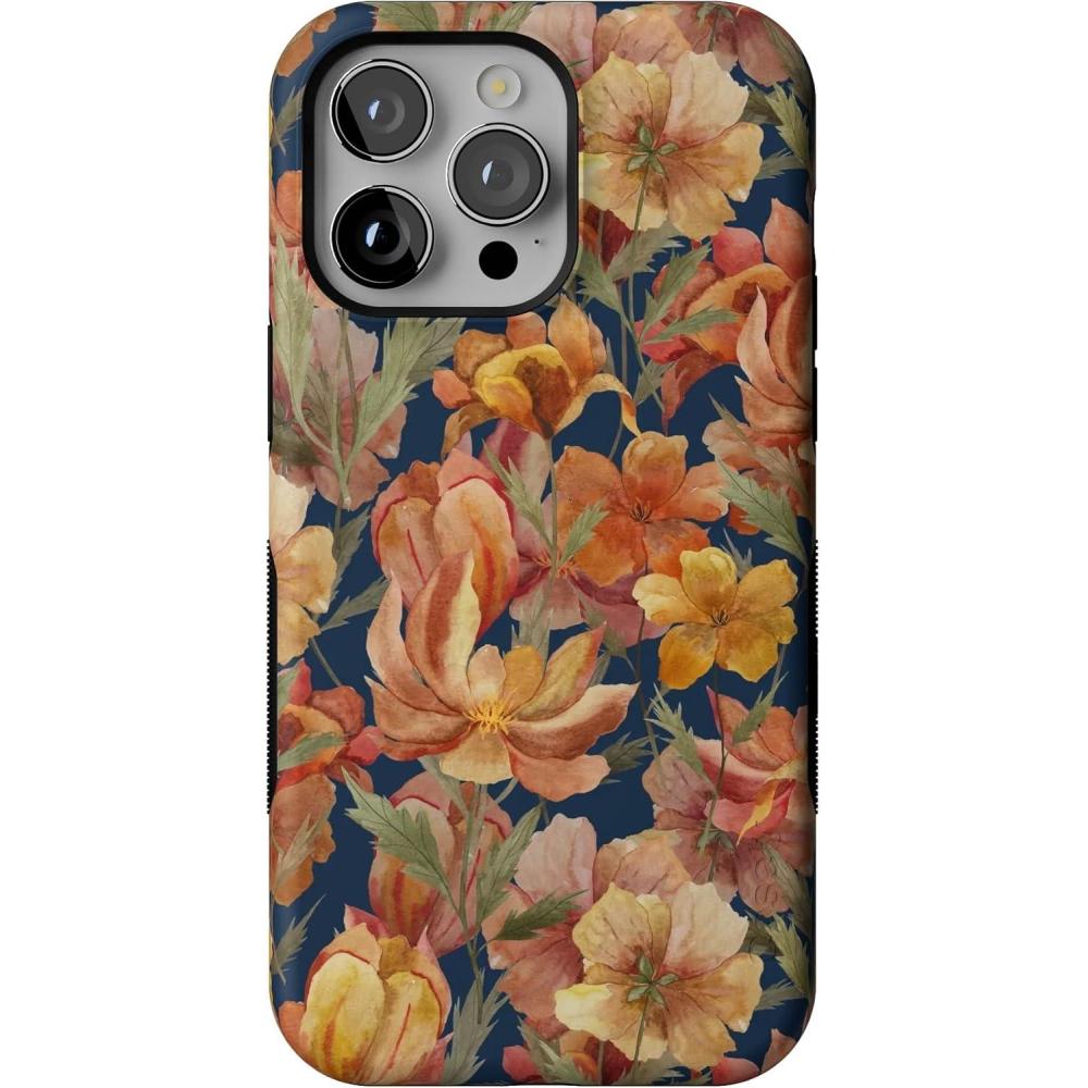 imageCasely iPhone 14 Pro Max Case Fallen Gold Antique Floral Bold Protective Design Compatible with MagSafe