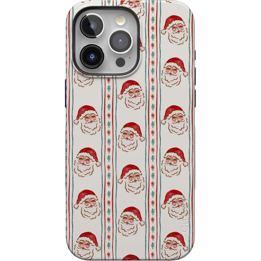 imageCasely iPhone 15 Pro Case Jolly St Nick Retro Claus Bold Protective Design MagSafe Compatible Design