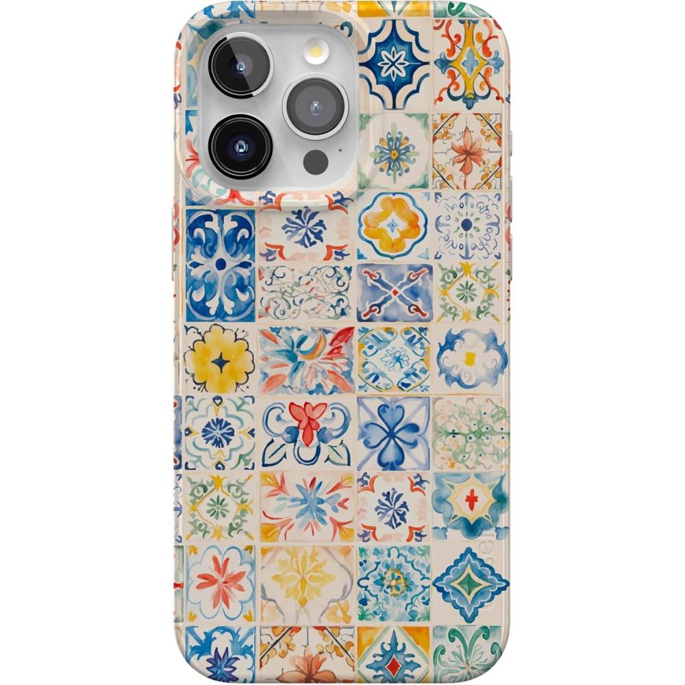 imageCasely iPhone 15 Pro Case  Midnight Sky  Navy Enchanted Shimmer Case  Compatible with MagSafe and Action Button  UltraSlim Classic FitTuscan Tiles  Dolce Vita