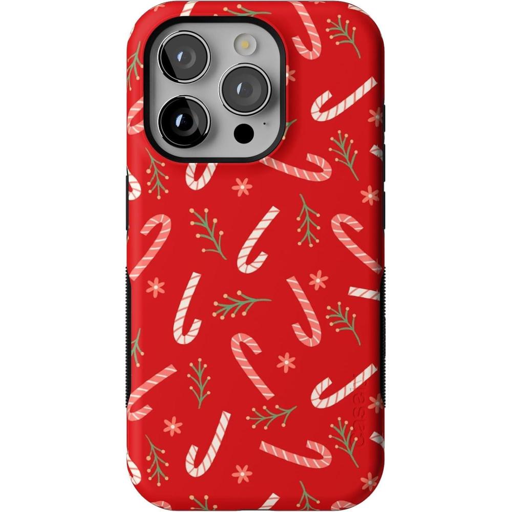 imageCasely iPhone 15 Pro Case  Peppermint Kiss  Candy Cane  Bold Protective Design  MagSafe Compatible Design