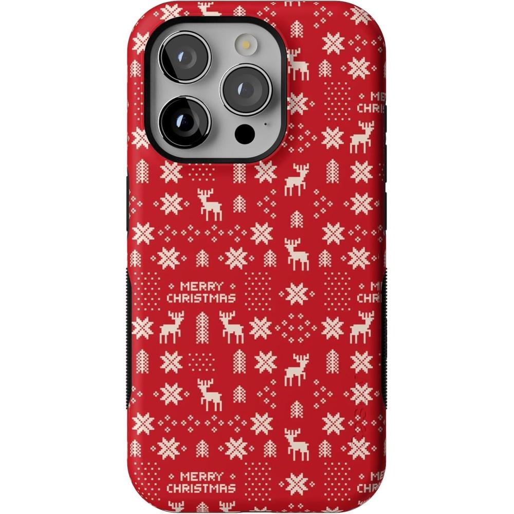 imageCasely iPhone 15 Pro Case  Stocking Stuffer  Christmas Knit  Bold Protective Design  MagSafe Compatible Design