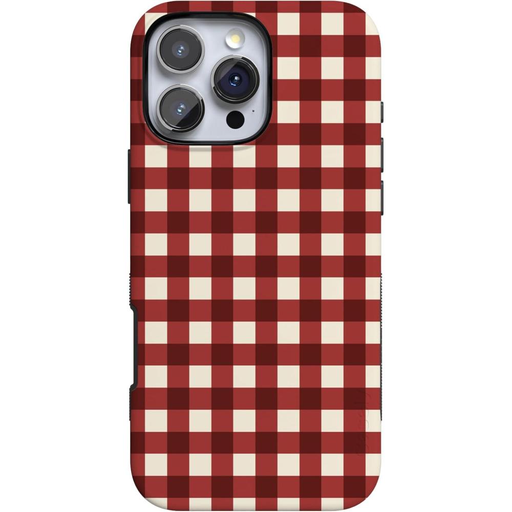 imageCasely iPhone 16 Pro Max Case  Checked Twice  Red Plaid  Bold Protective Design  MagSafe Compatible Design