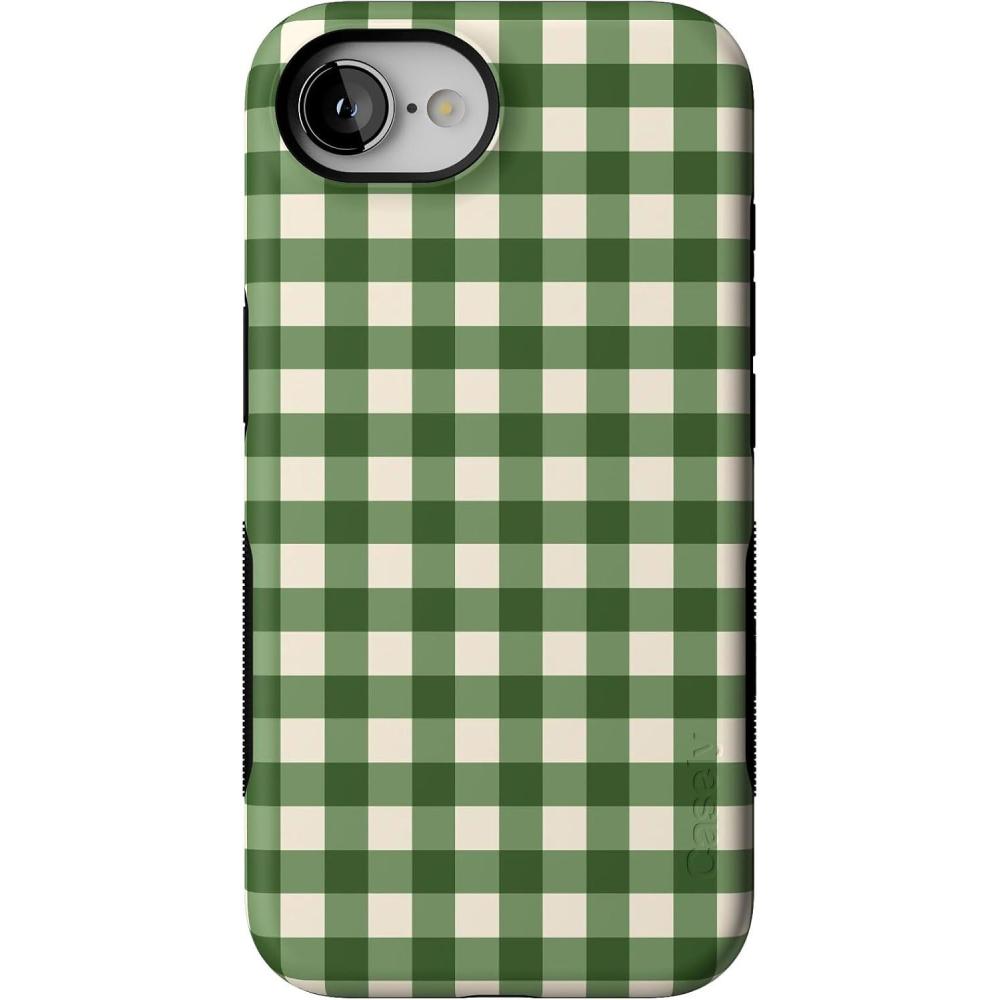 imageCasely iPhone 16e Case  Checked Twice  Green Plaid  Bold Protective Design  MagSafe Compatible Design