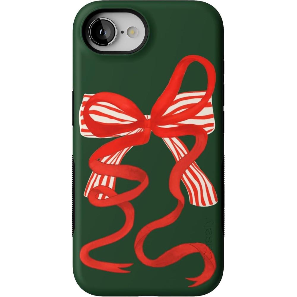 imageCasely iPhone 16e Case  Santas Favorite  Holiday Bow  Bold Protective Design  MagSafe Compatible Design