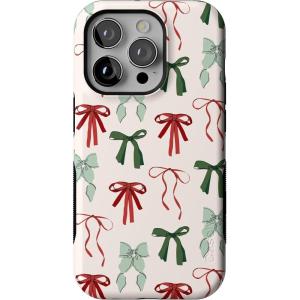Casely iPhone 14 Pro Case | Festive Girlie | Holiday Bows | Bold Protective Design | MagSafe Compatible Design