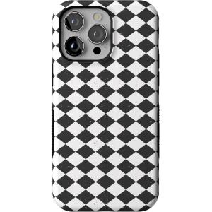 Casely iPhone 14 Pro Max Case | Harlequin Salem Diamond | Black and White | Bold Protective Design | MagSafe Compatible Design