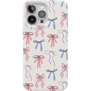 Casely iPhone 15 Pro Case | Midnight Sky | Navy Enchanted Shimmer Case | Compatible with MagSafe and Action Button | Ultra-Slim Classic Fit(Coquette Girlie | Pastel Bows)