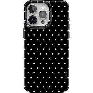 Casely iPhone 15 Pro Case | Midnight Sky | Navy Enchanted Shimmer Case | Compatible with MagSafe and Action Button | Ultra-Slim Classic Fit(On the Dot | Black Polka Dot)