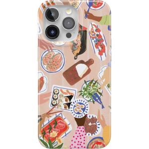 Casely iPhone 15 Pro Case | Midnight Sky | Navy Enchanted Shimmer Case | Compatible with MagSafe and Action Button | Ultra-Slim Classic Fit(Picnic Party | Painted Collage)