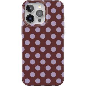 Casely iPhone 15 Pro Case | Midnight Sky | Navy Enchanted Shimmer Case | Compatible with MagSafe and Action Button | Ultra-Slim Classic Fit(Spotted in SoHo | Burgundy Polka Dot)